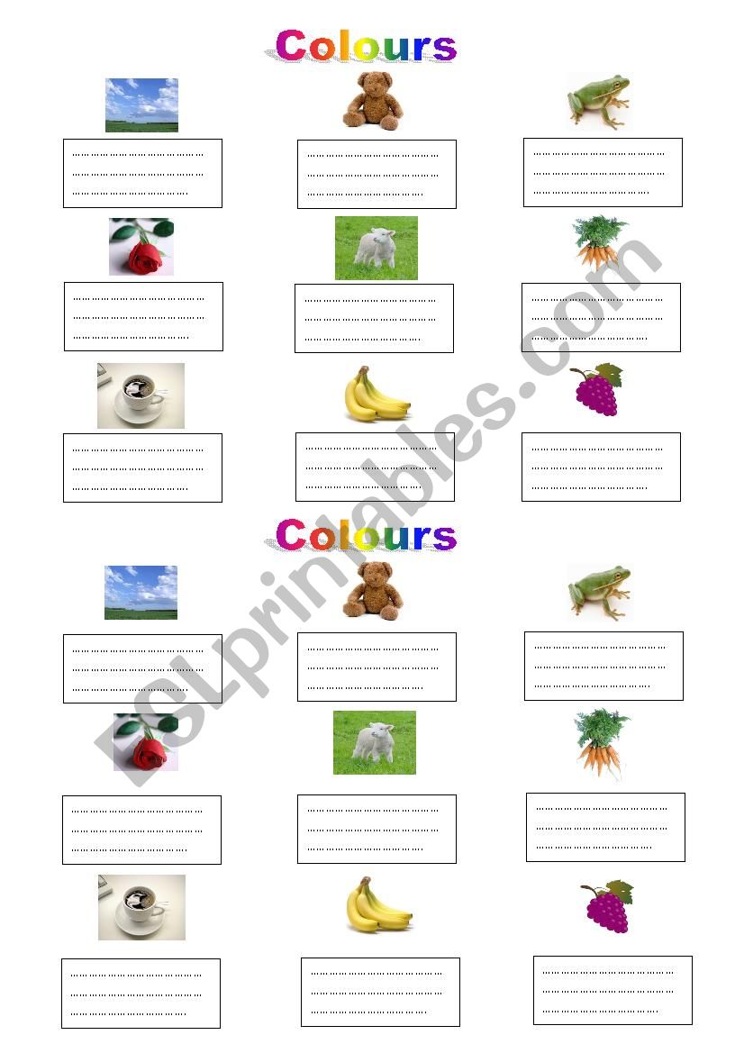 Colours worksheet