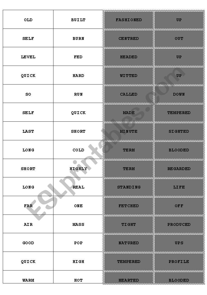 compound adjectives  worksheet