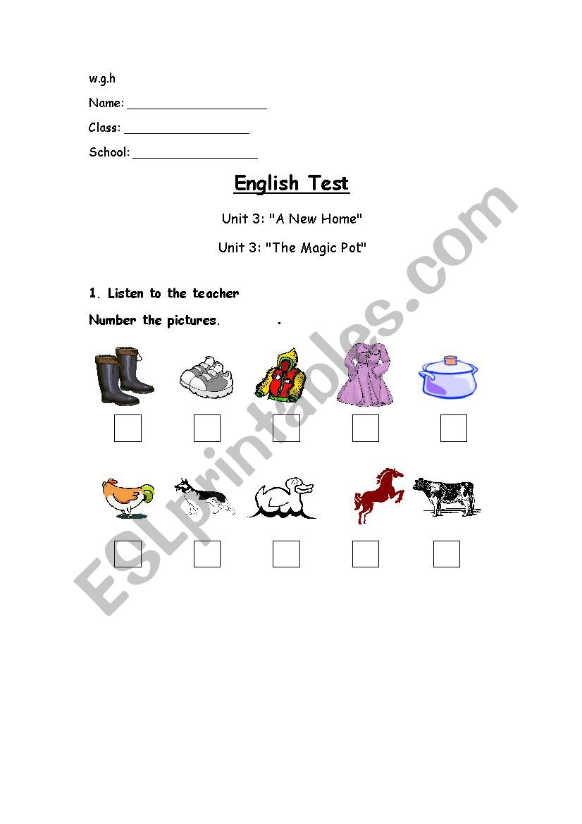 test worksheet