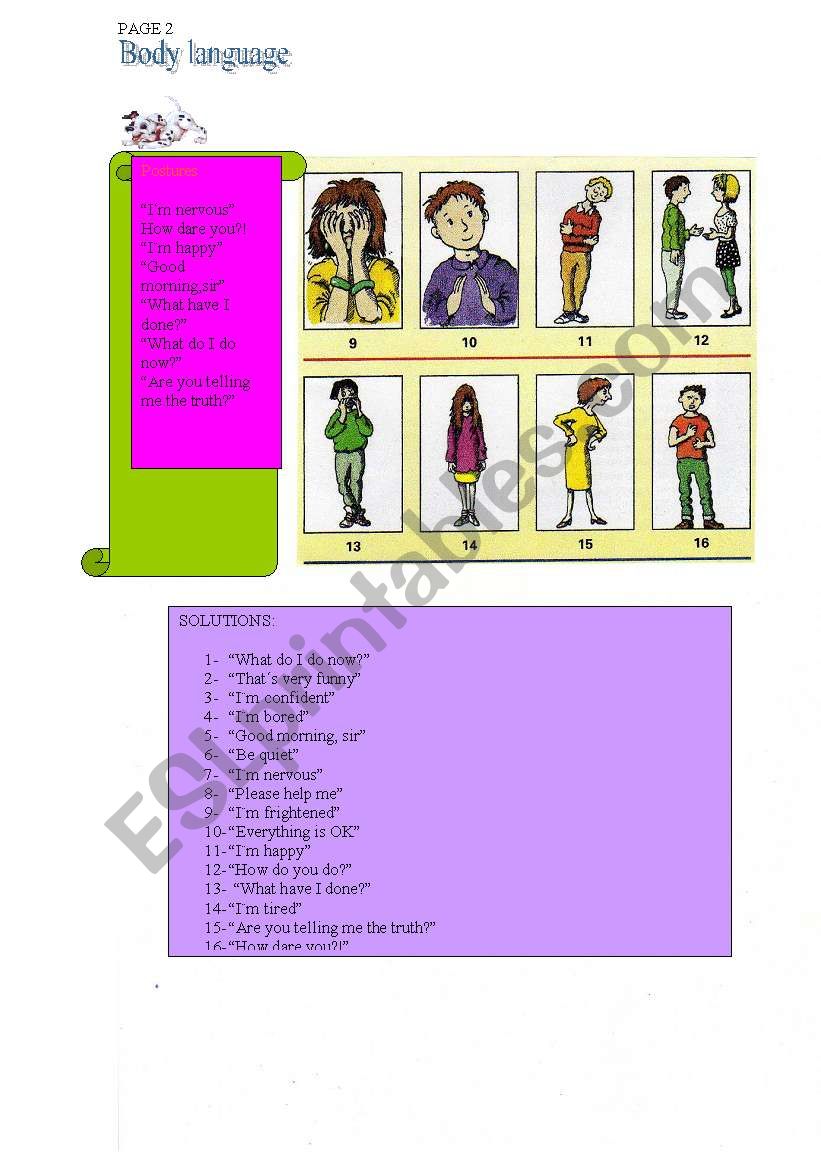 BODY LANGUAGE-30-07-2008 worksheet