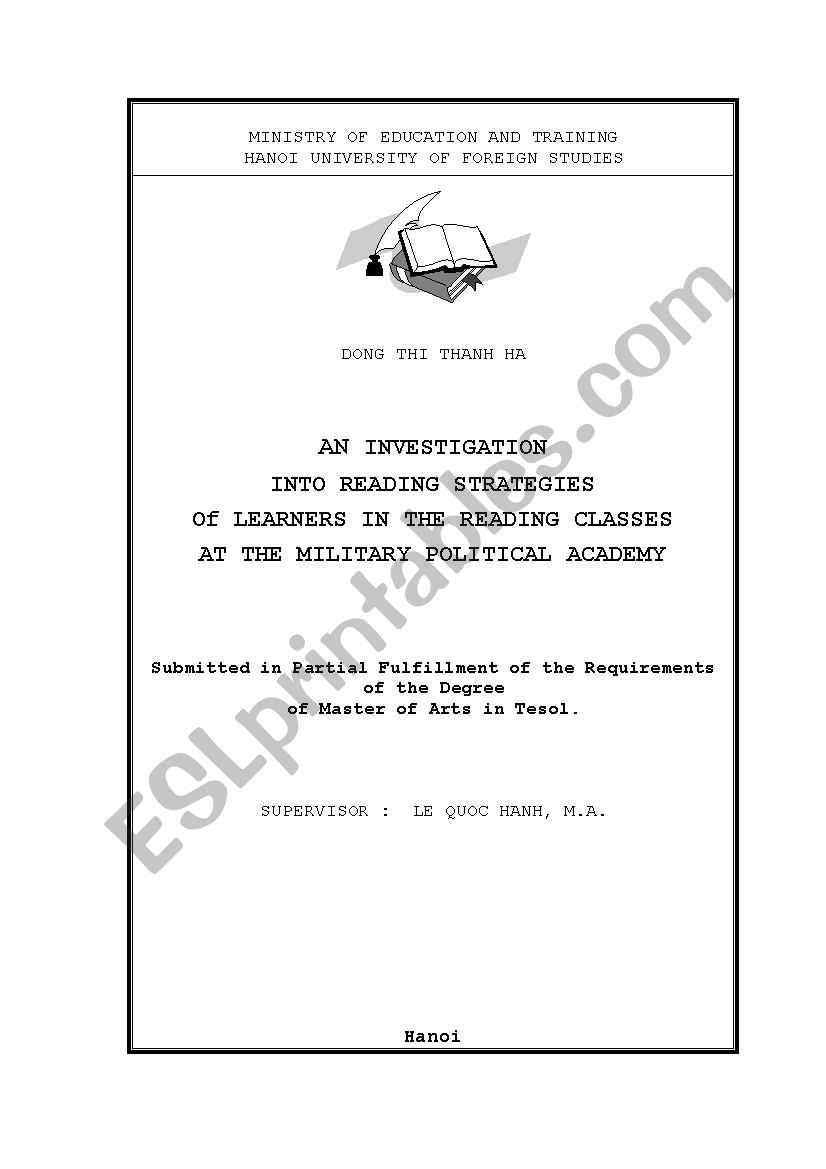 Master Thesis worksheet