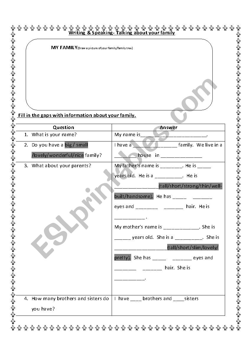 Talking about your family-Guided writing & speaking task