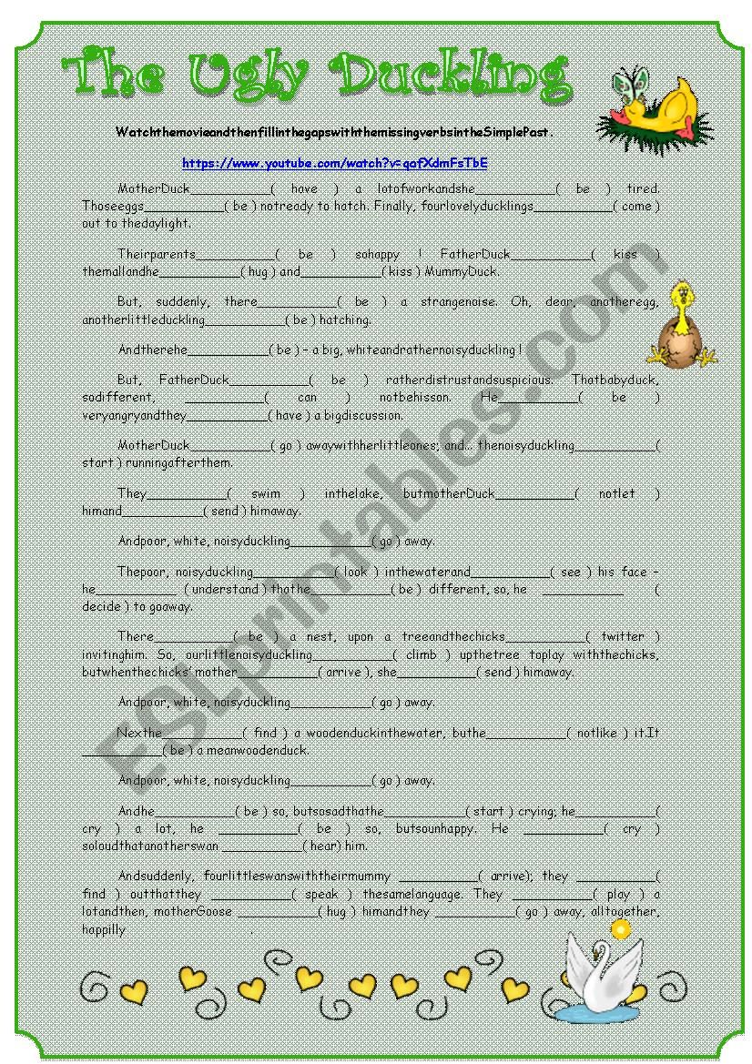 The Ugly Duckling worksheet