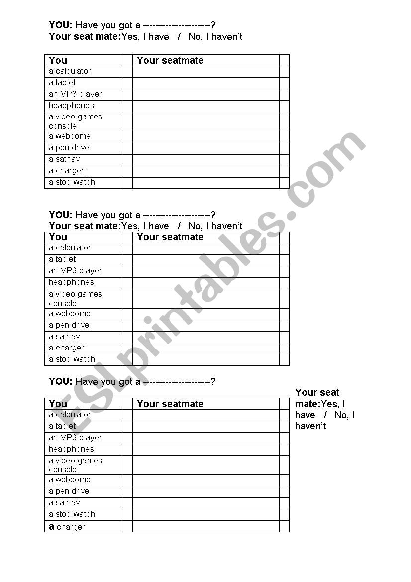 Have got has got with gadgets worksheet