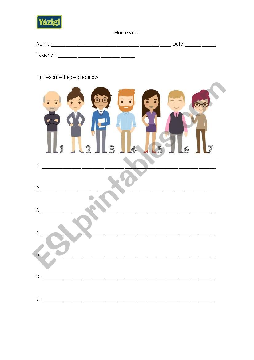 Describing people worksheet