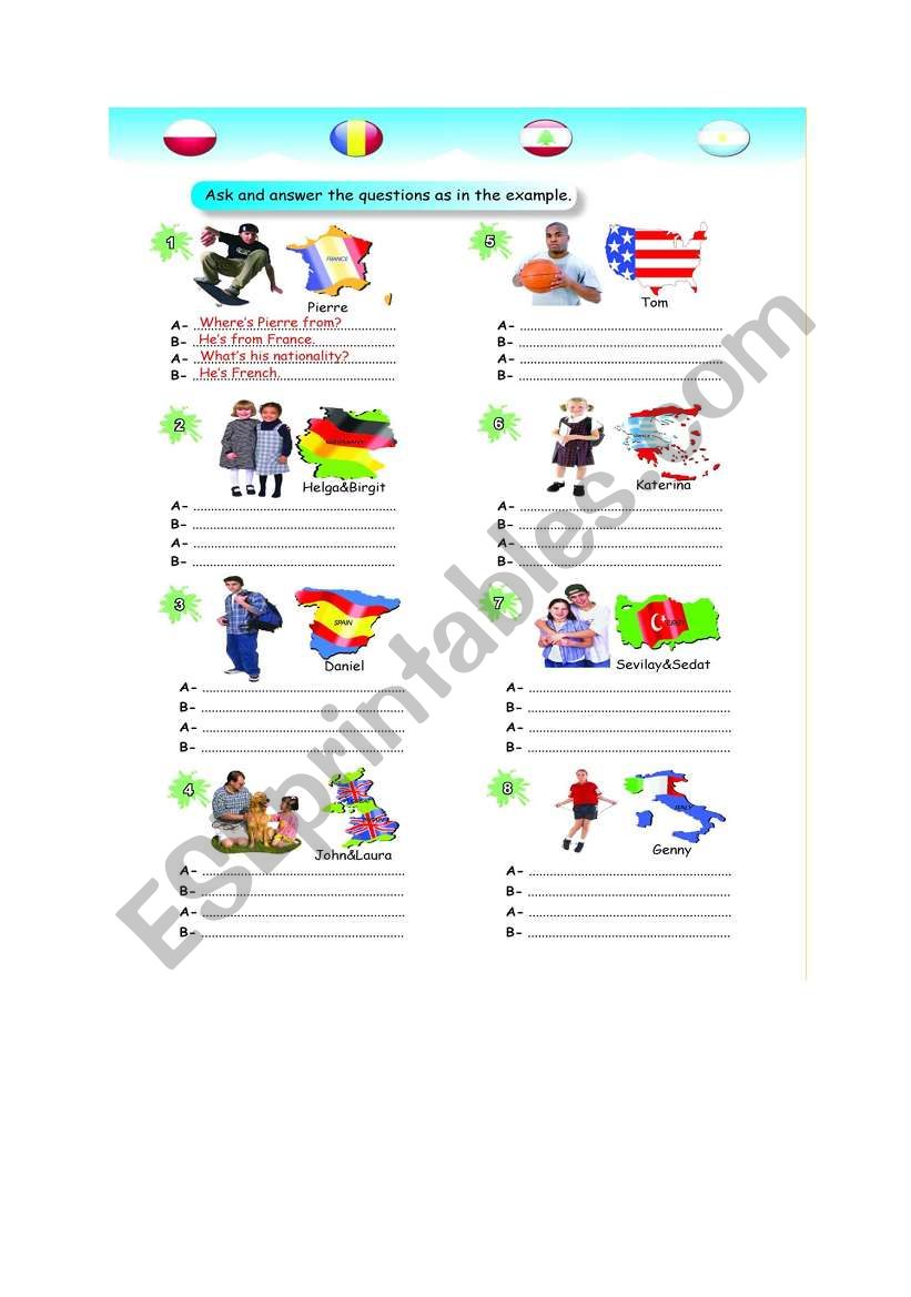 Countries and nationalities worksheet