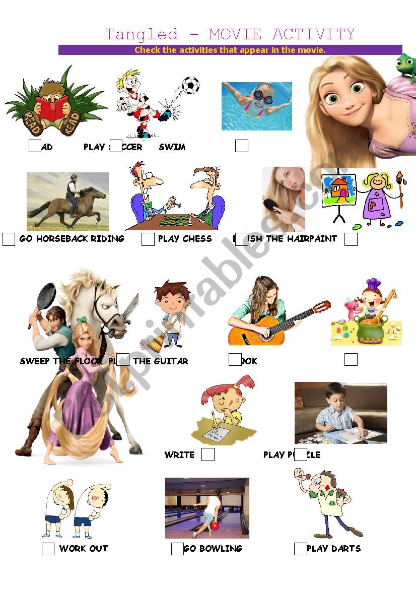 Tangled movie activity worksheet