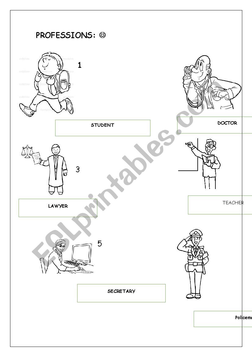 PROFESSIONS worksheet