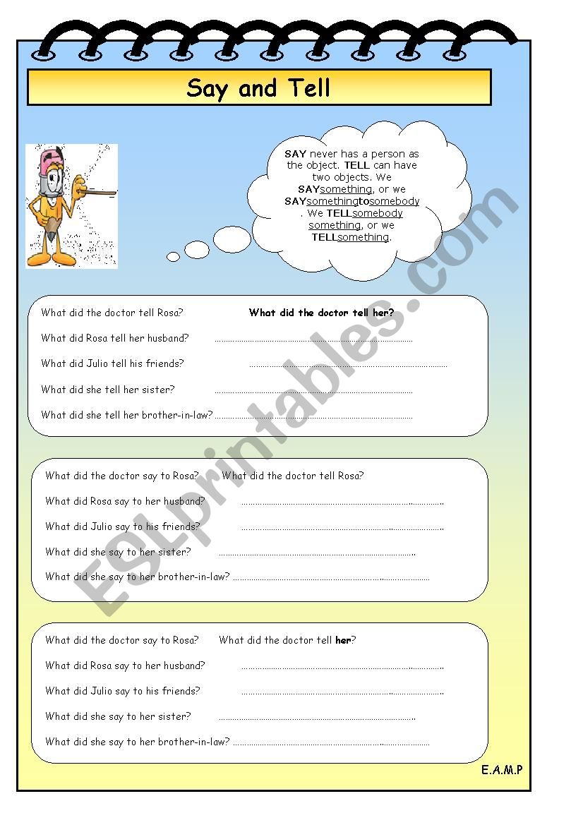 Say vs. Tell worksheet