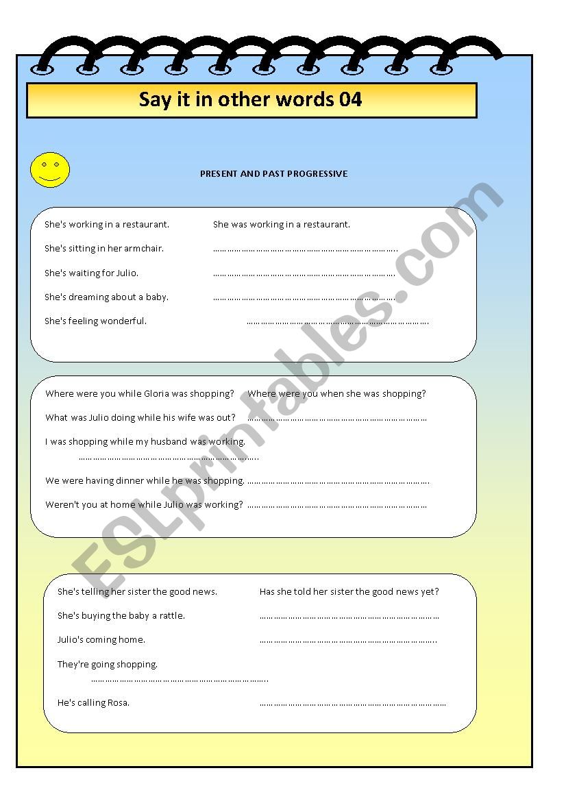 Present and Past Progressive worksheet