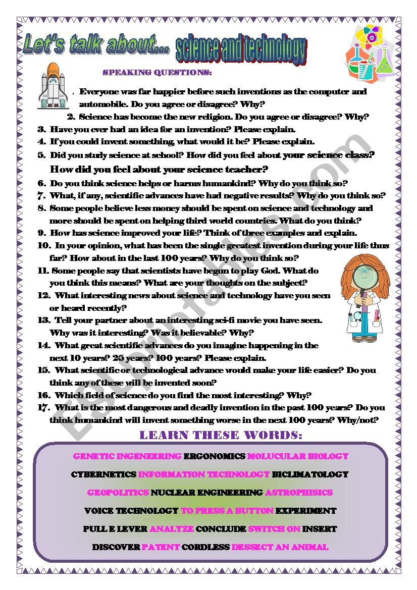 Let´s talk about science and technology - ESL worksheet by kimto