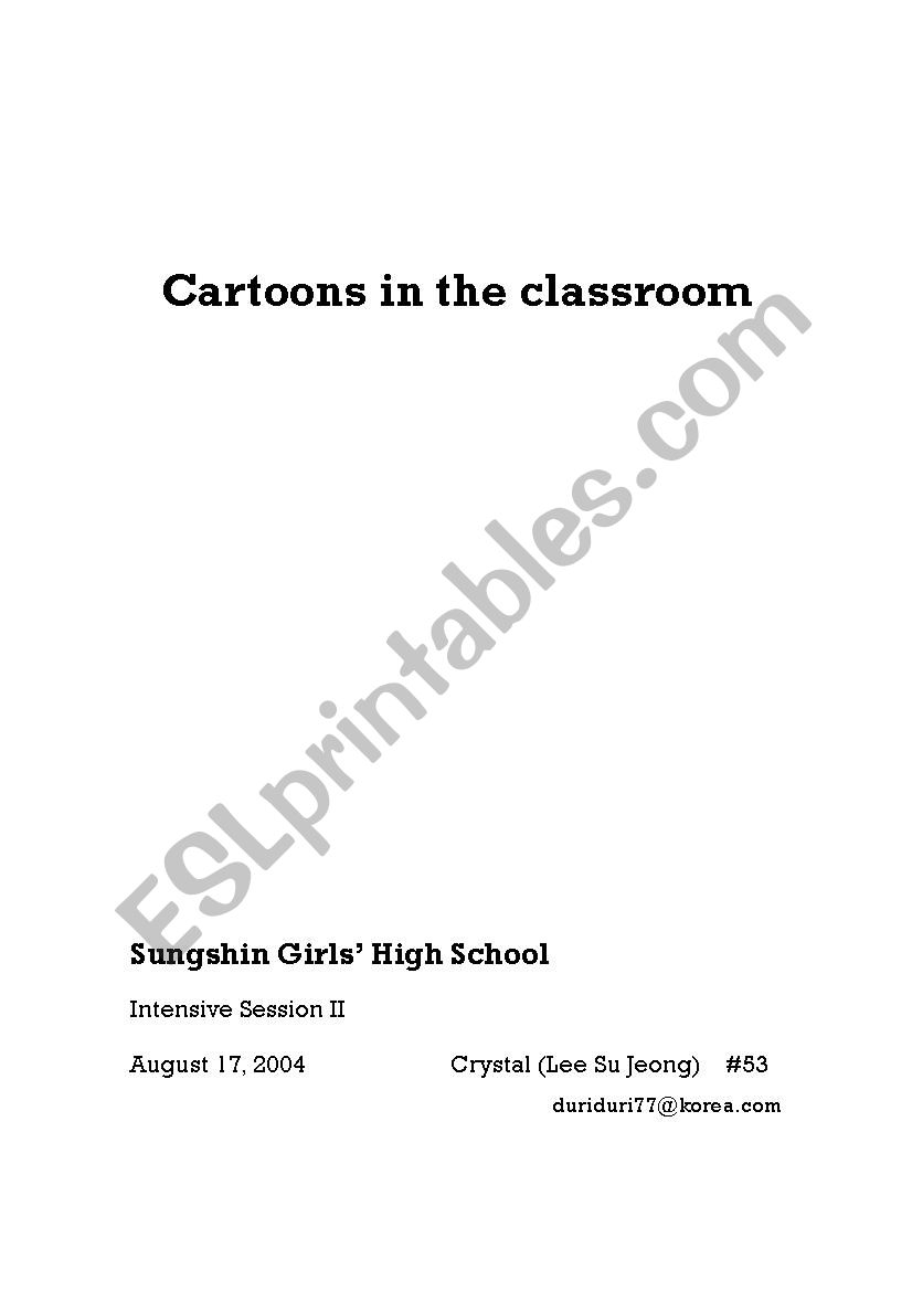 Cartoons in the classroom worksheet