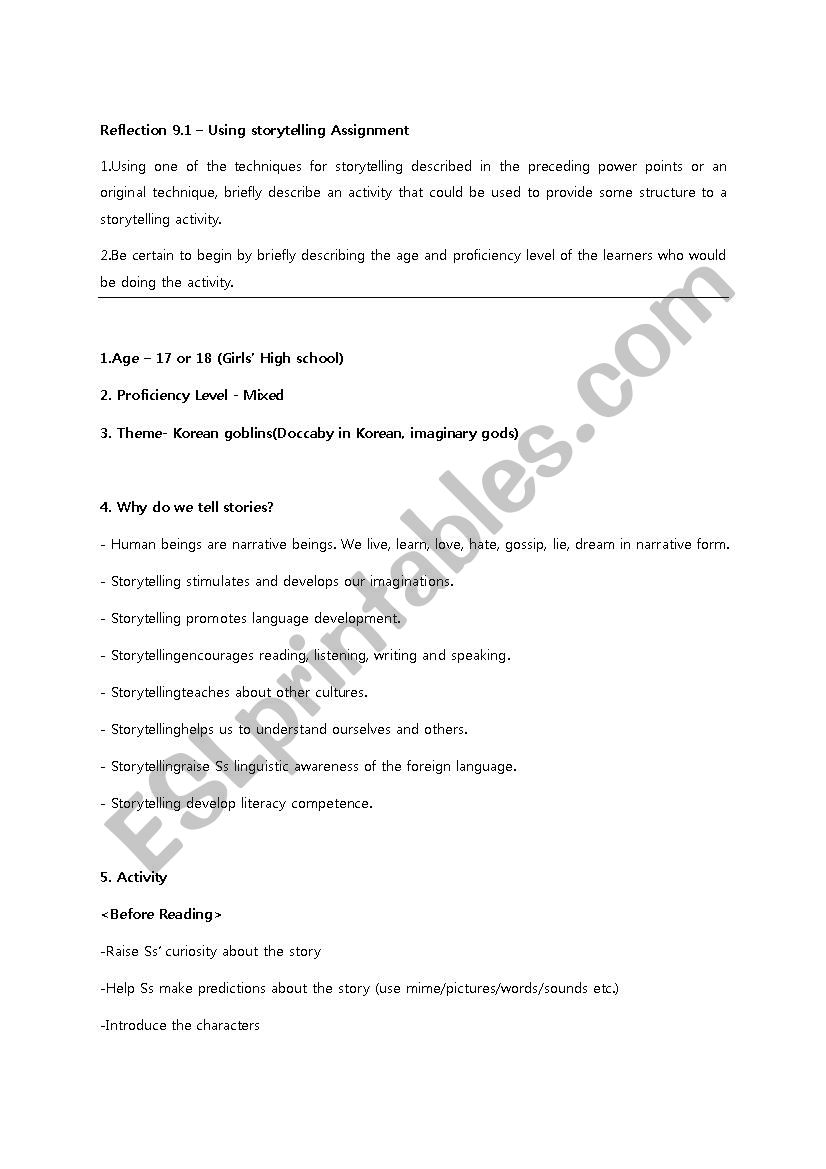 storytelling worksheet