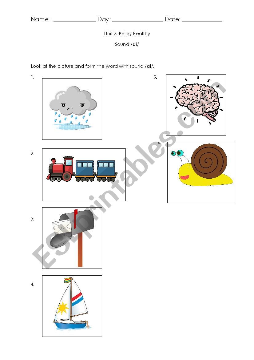 phonic sound /ai/ worksheet