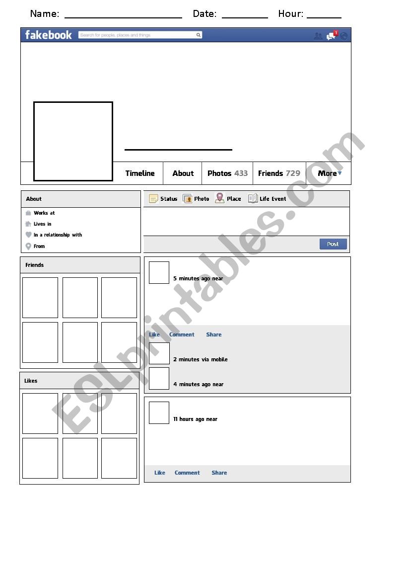 fakebook worksheet