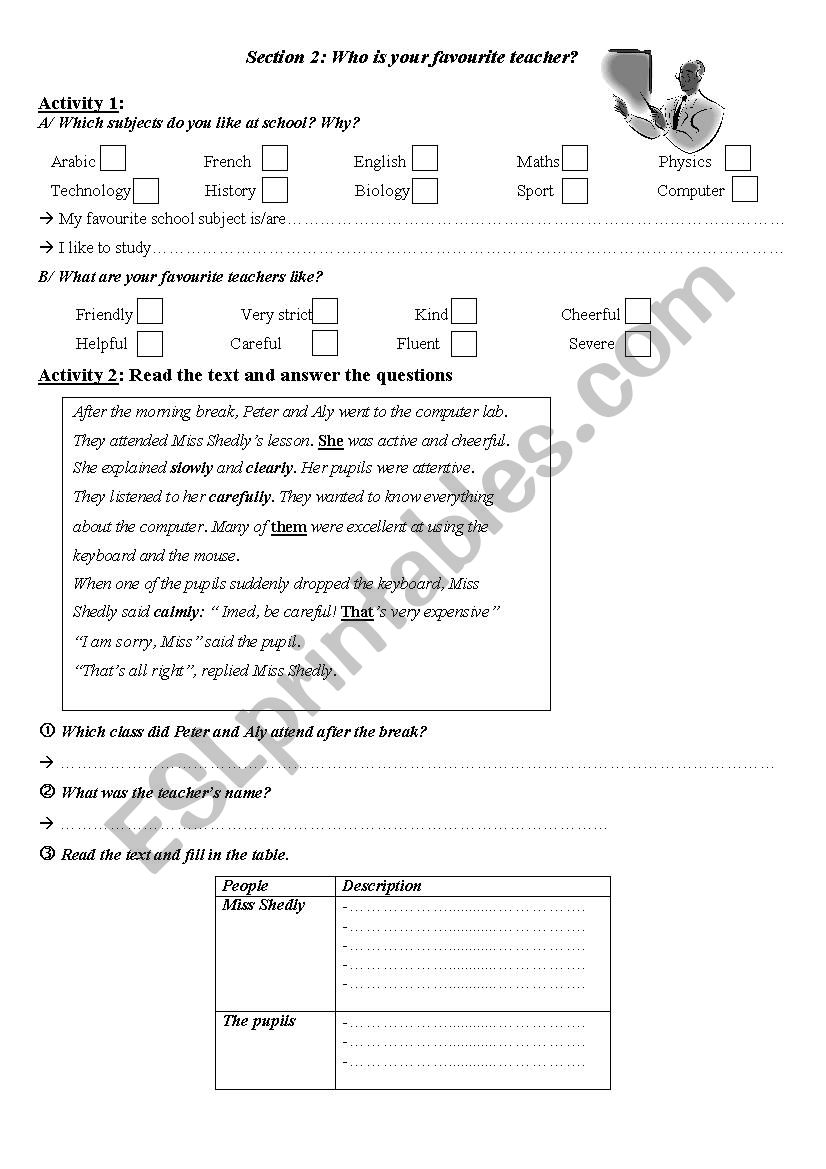 section 2 Who is your favourite teacher?