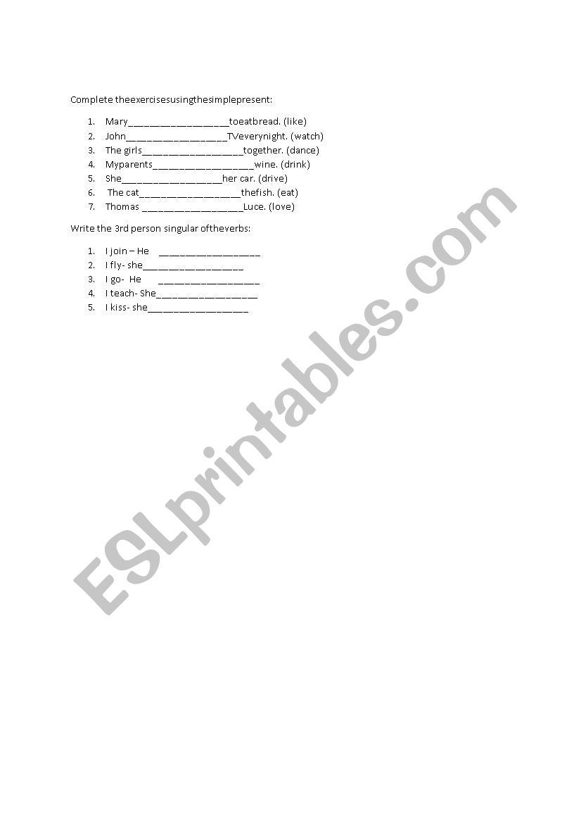 Simple present exercises worksheet