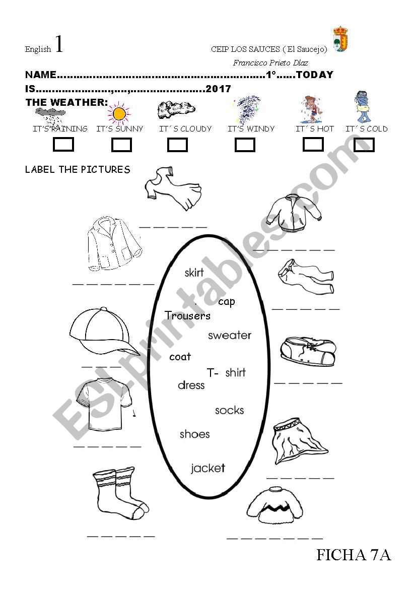 clothes worksheet