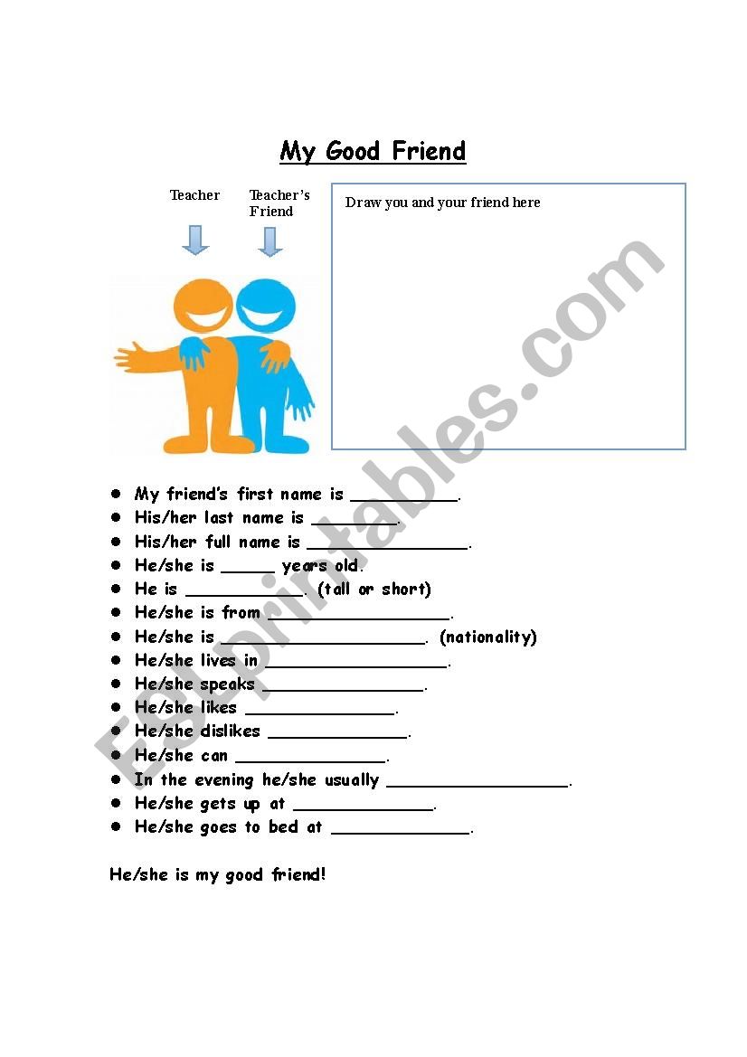 My Good Friend worksheet