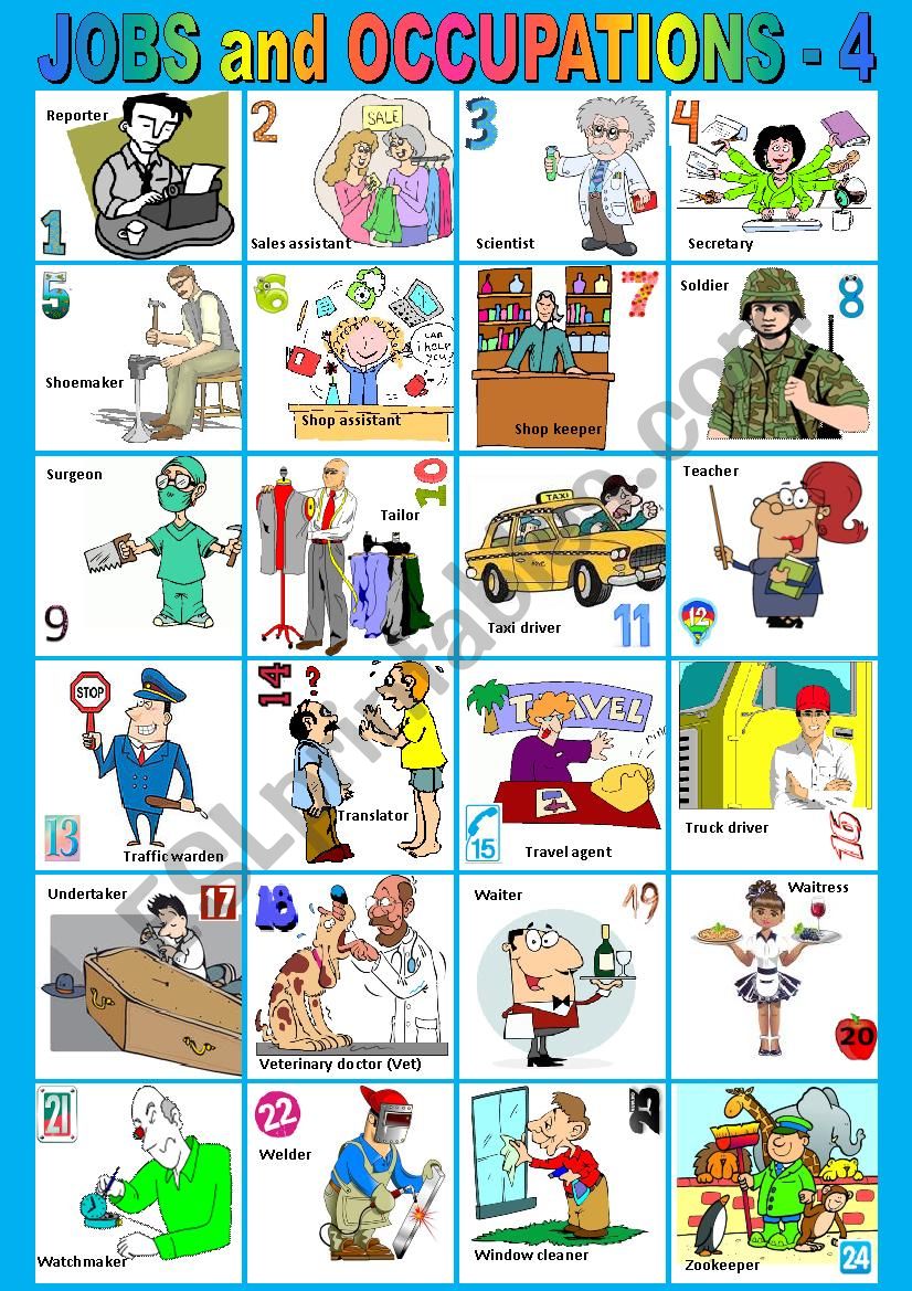 Jobs and Occupations from R to Z - 4. Pictionary. + KEY