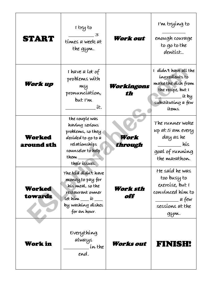 Phrasal verb dominoes: Work...