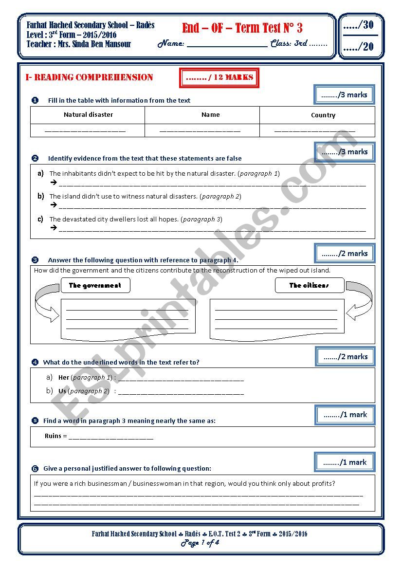 End-of-Term Test N.3 _ Third Form