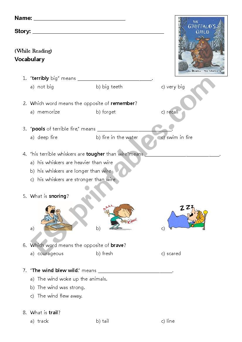 The Gruffalos Child worksheet