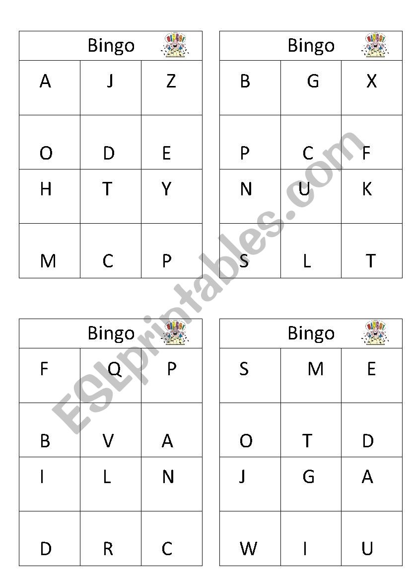 Bingo Alphabet worksheet