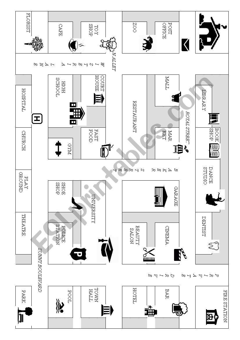 Map for teaching Directions worksheet