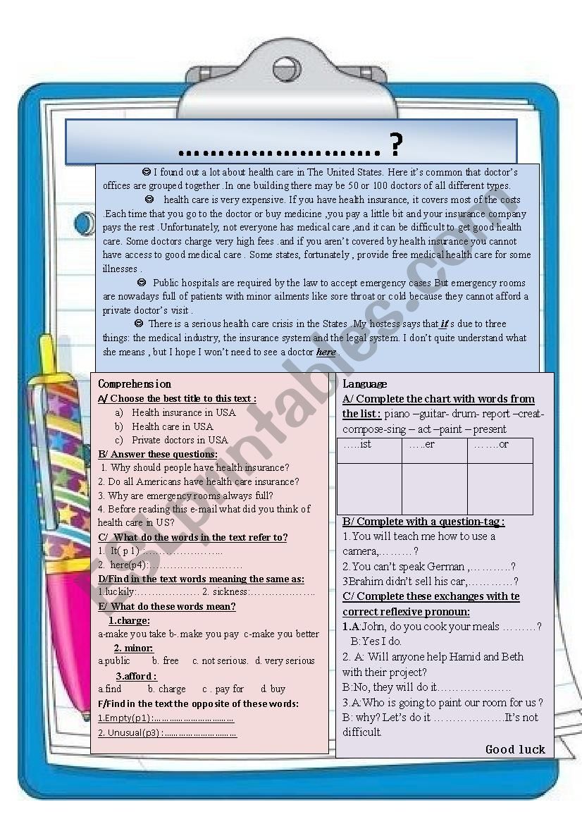 global test for Common Core Moroccan students