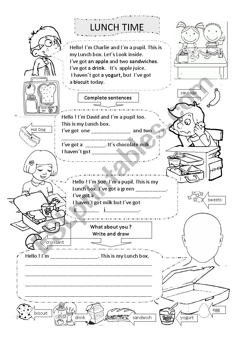 Lunch time worksheet