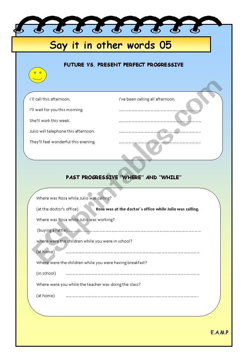 FUTURE VS. PRESENT PERFECT PROGRESSIVE 2