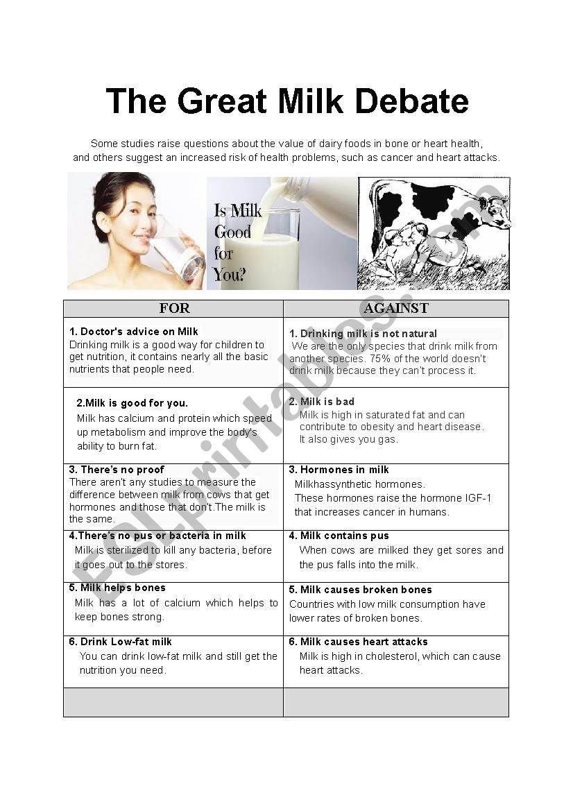 The Great Milk Debate worksheet