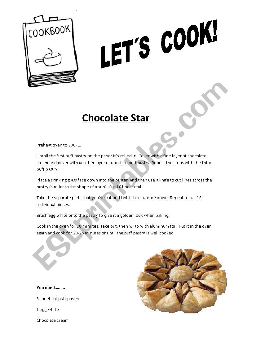 Chocolate star worksheet
