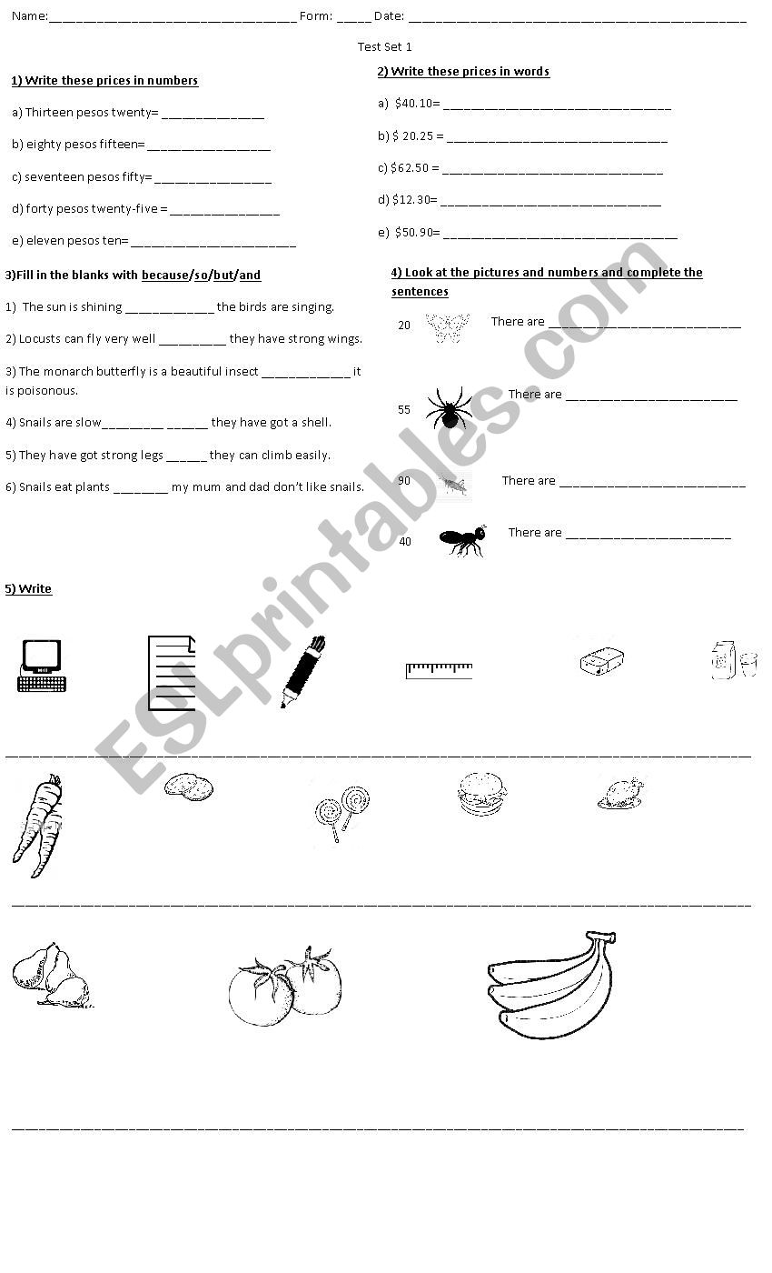 Test 12 worksheet