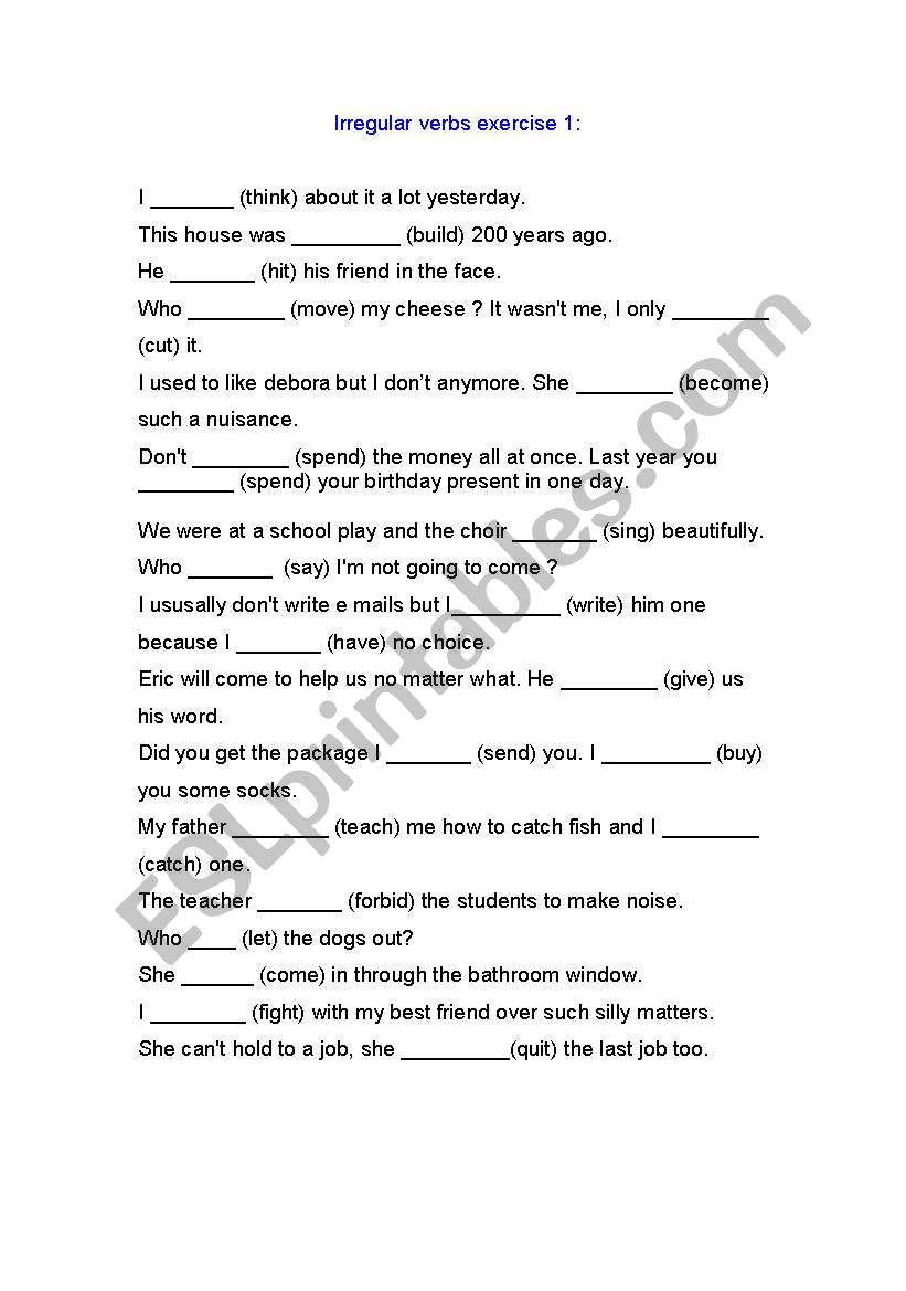 irregular verbs in past simple