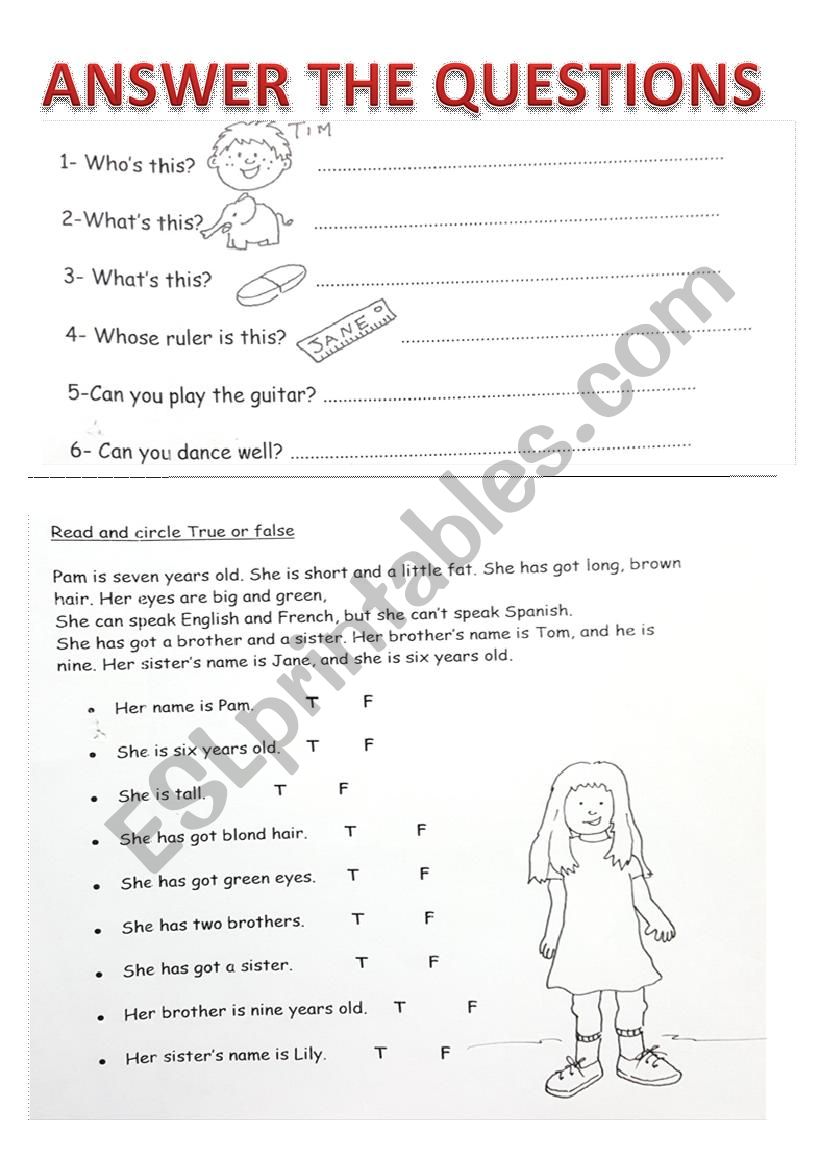 Worksheet to review has got, can, to be (+reading)