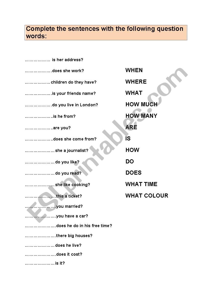Question words practice: when, where, how or do, are, is?