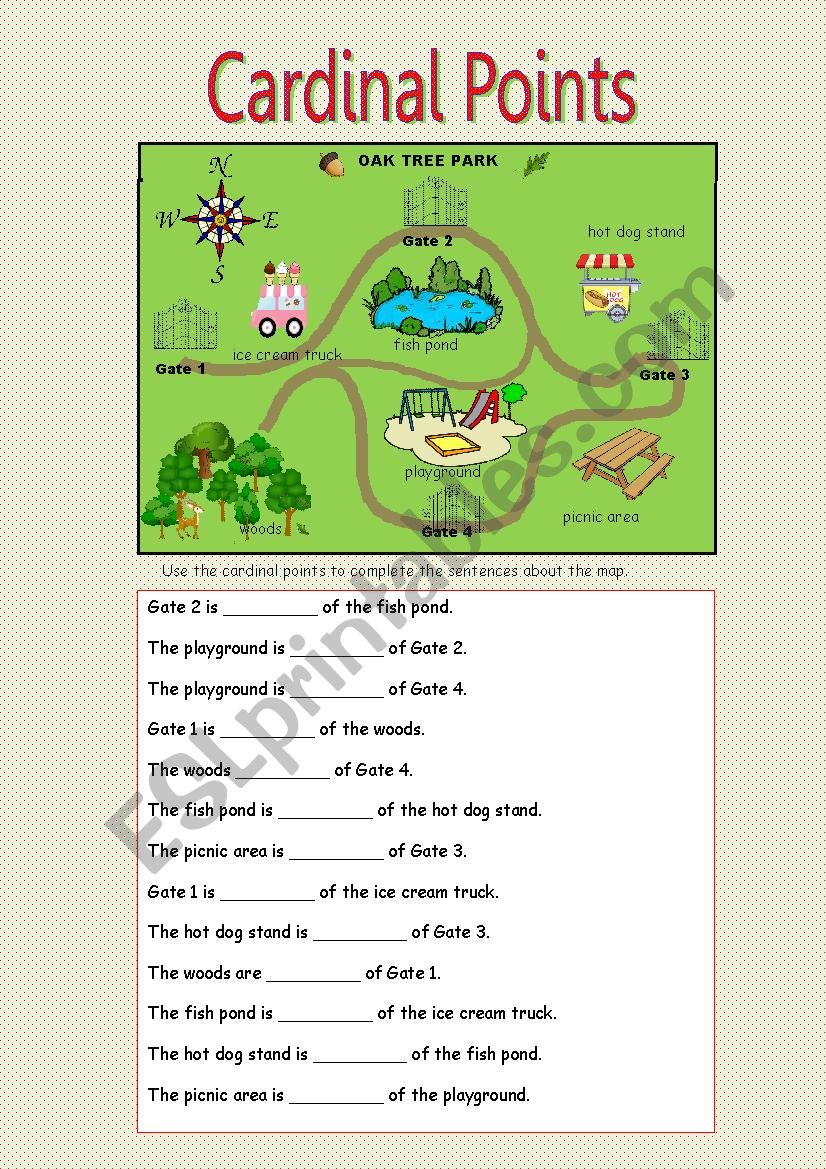 Cardinal points worksheet