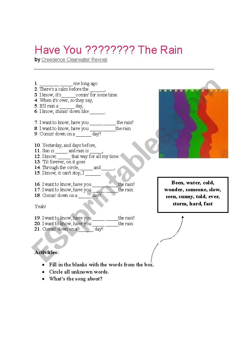 Have you ever seen the Rain? (Present Perfect)