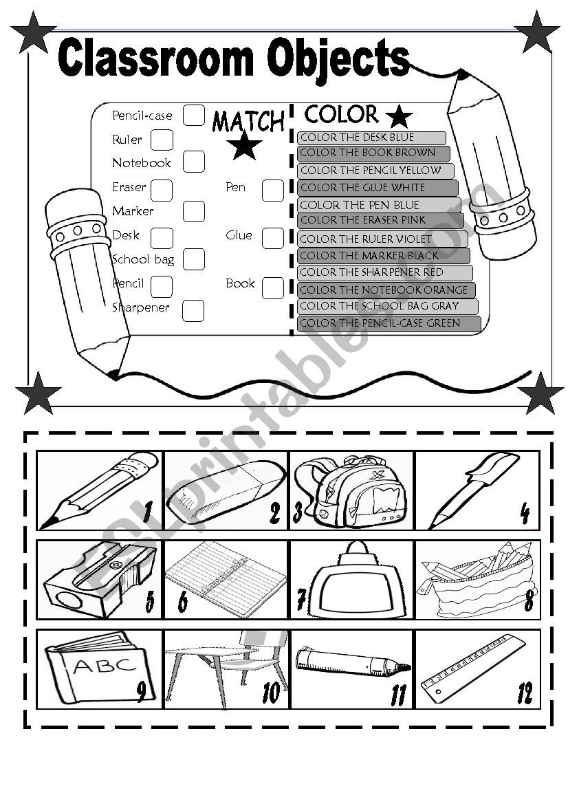 SCHOOL OBJECTS worksheet