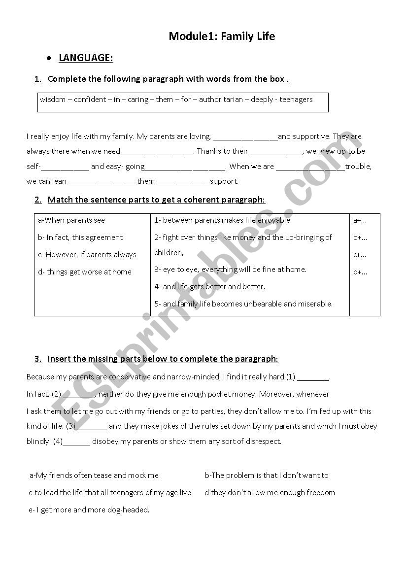 Review module 1&2 9th form worksheet