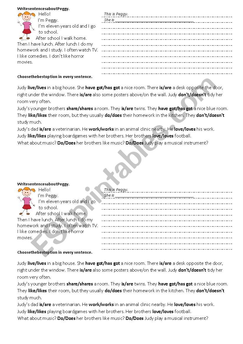 Present simple revision worksheet