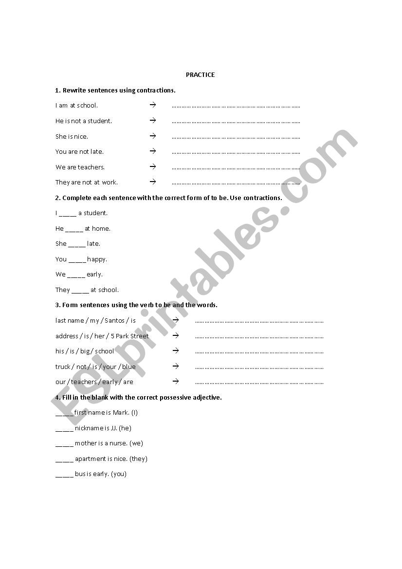 To be - exercises worksheet