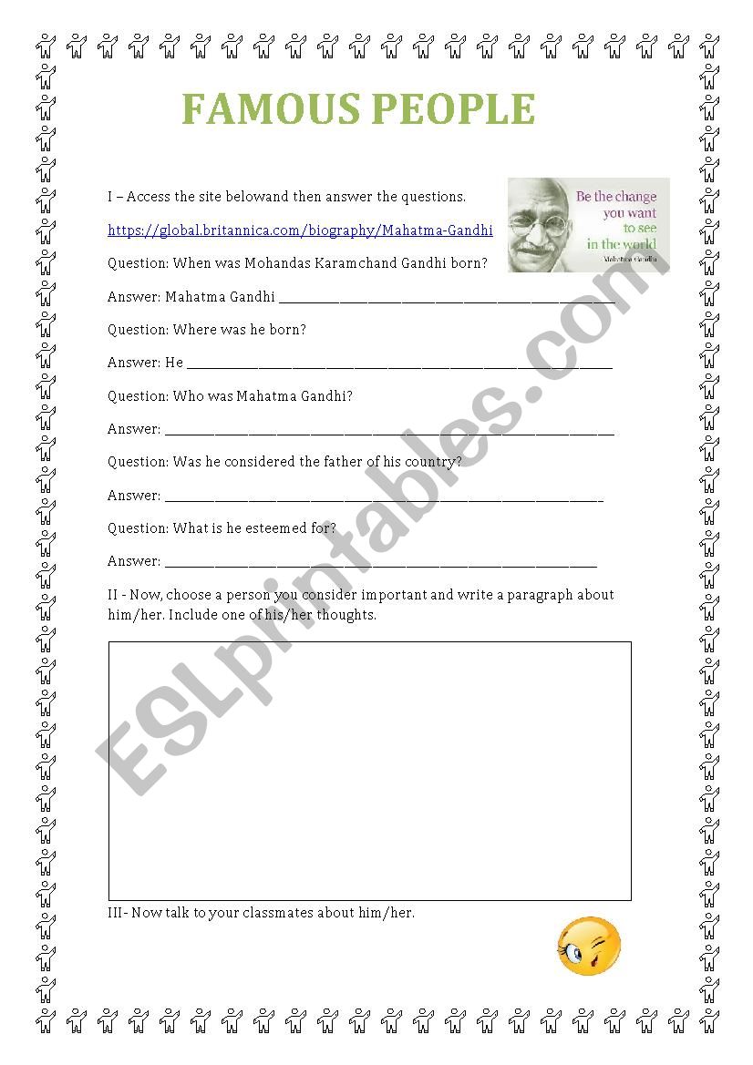 biography of a famous person worksheet
