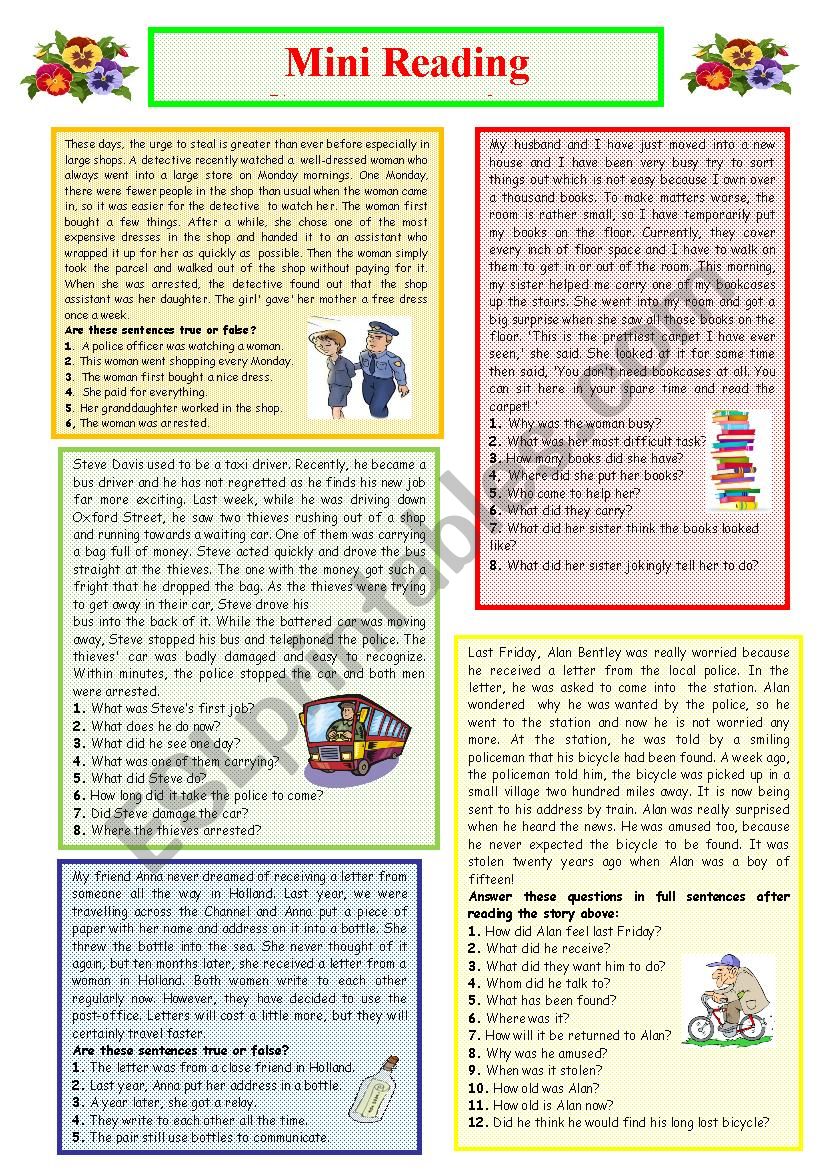 Mini Reading Comprehension  worksheet