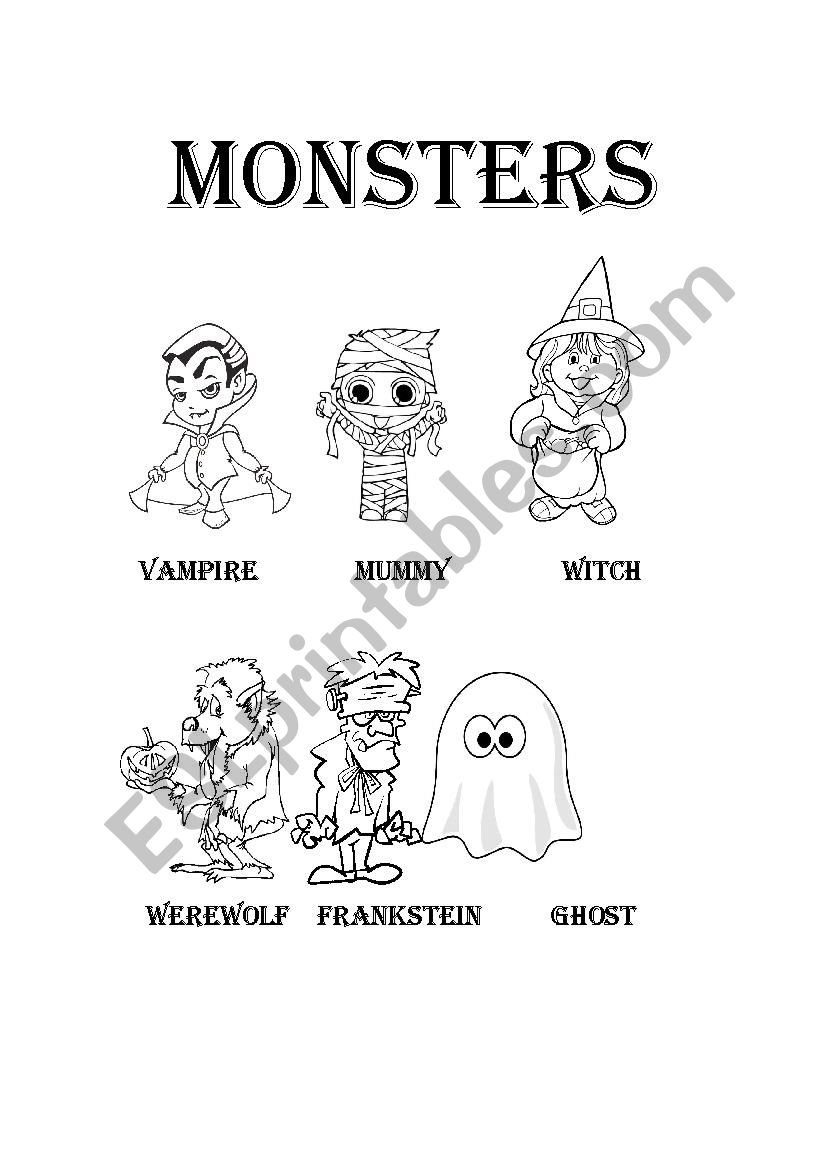 Monsters worksheet