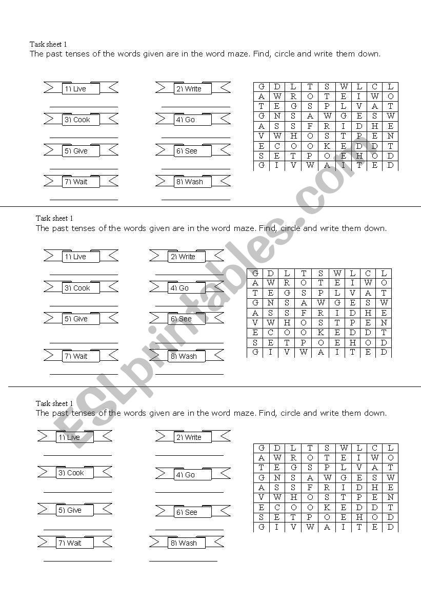 Words  Maze (Simple Past Tense)