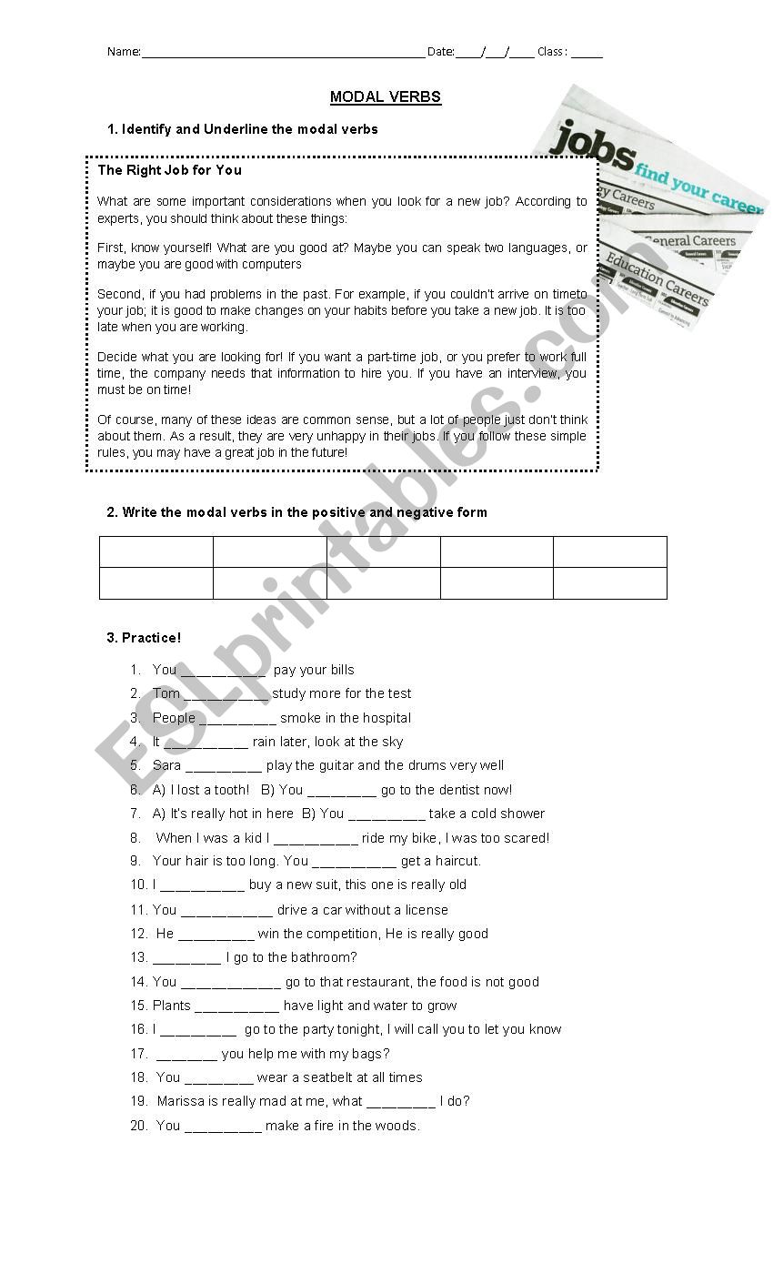 MODAL VERBS worksheet