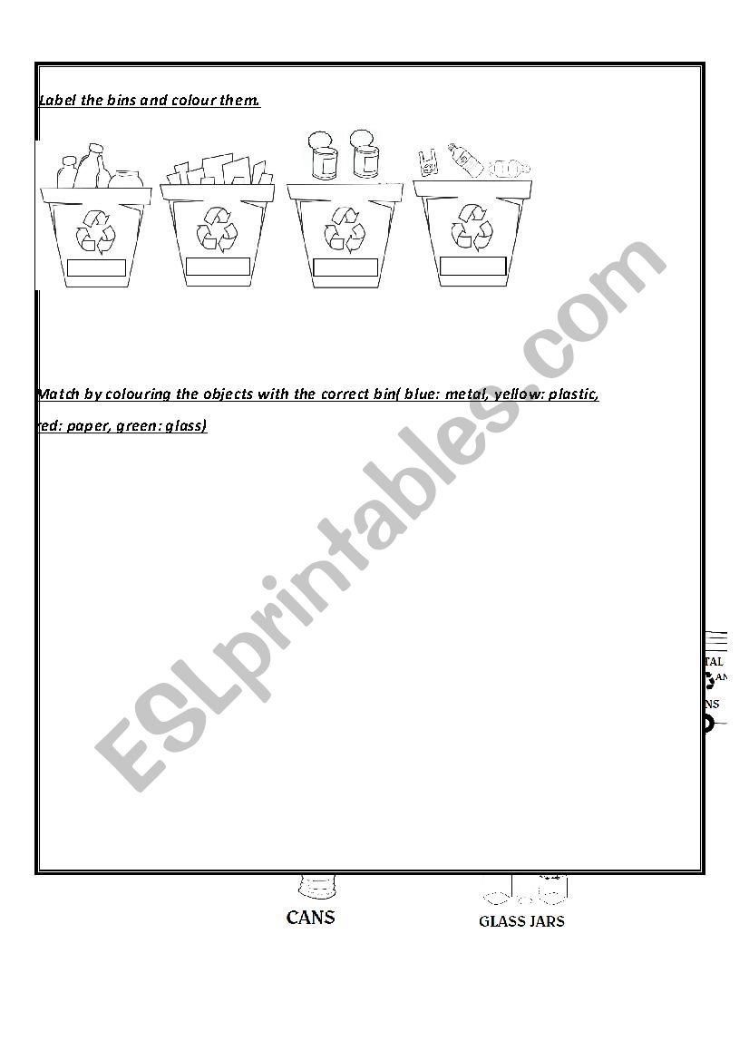 Recycling worksheet